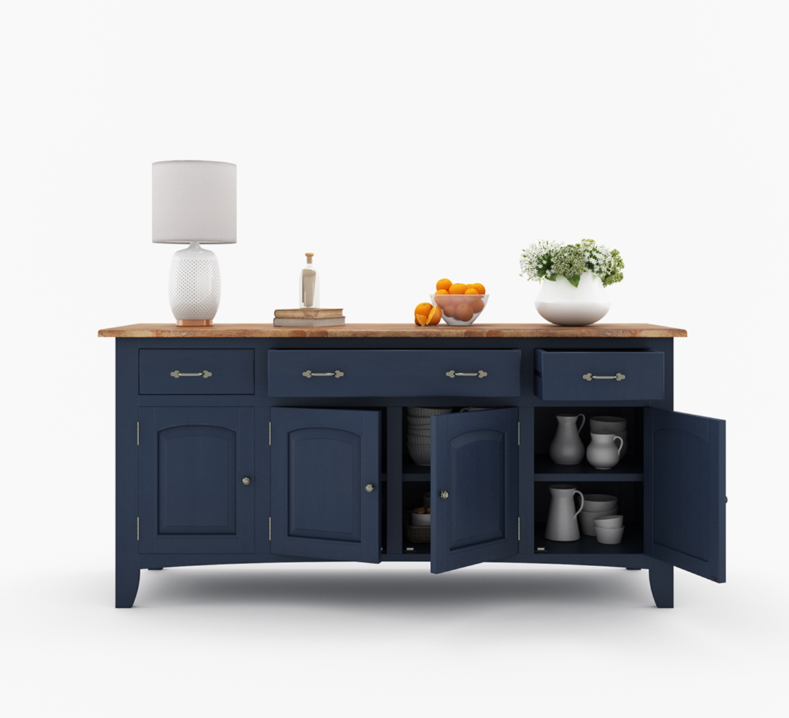 Meriden Two Tone Solid Wood Blue Sideboard Cabinet with Drawers