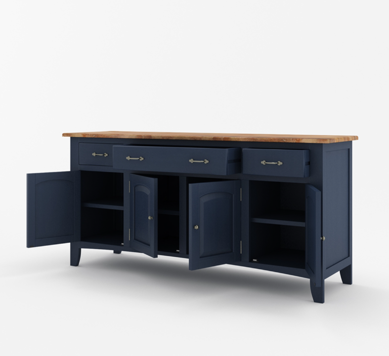 Meriden Two Tone Solid Wood Blue Sideboard Cabinet with Drawers