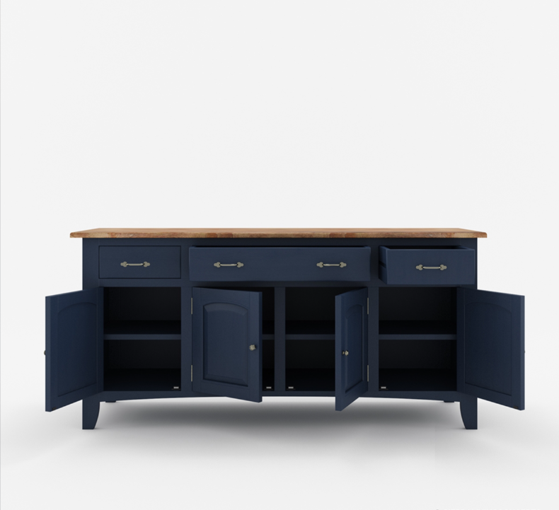 Meriden Two Tone Solid Wood Blue Sideboard Cabinet with Drawers