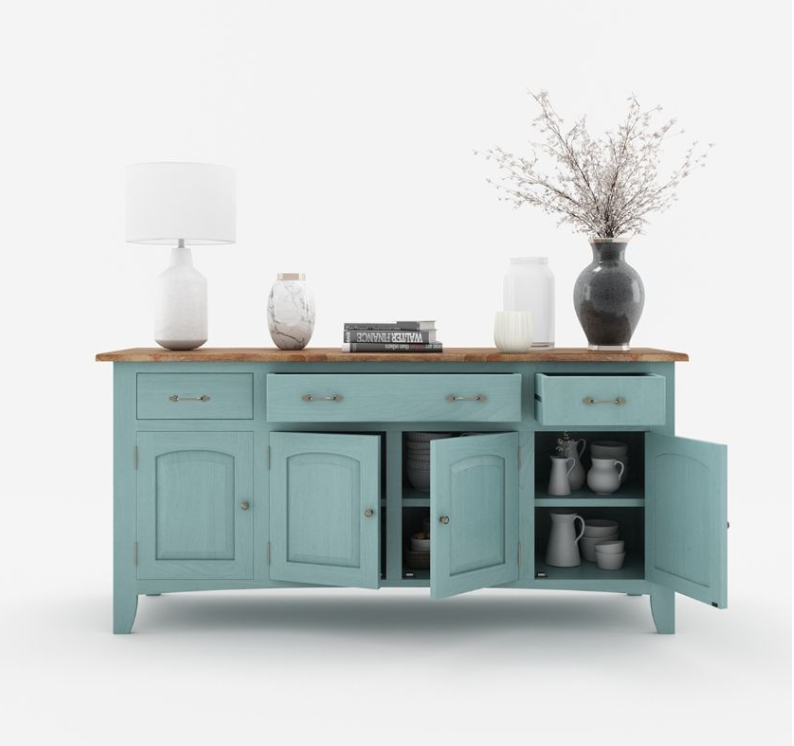 Meriden Two Tone Solid Wood Blue Sideboard Cabinet with Drawers