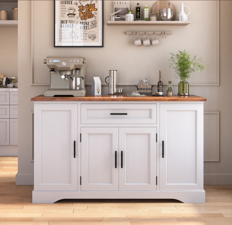 Kitchener Two Tone White Kitchen Buffet Island Cabinet