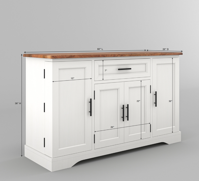 Kitchener Two Tone White Kitchen Buffet Island Cabinet