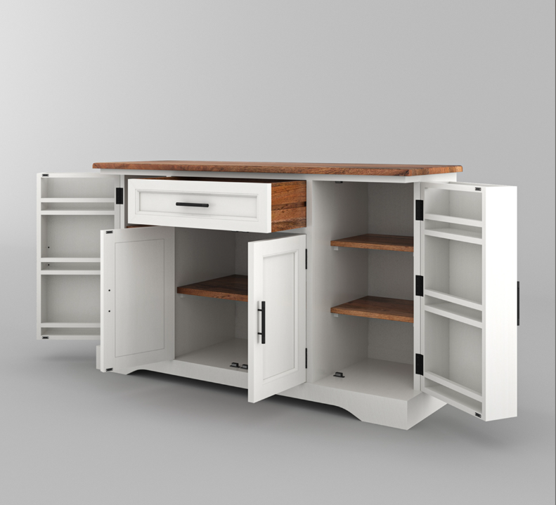 Kitchener Two Tone White Kitchen Buffet Island Cabinet