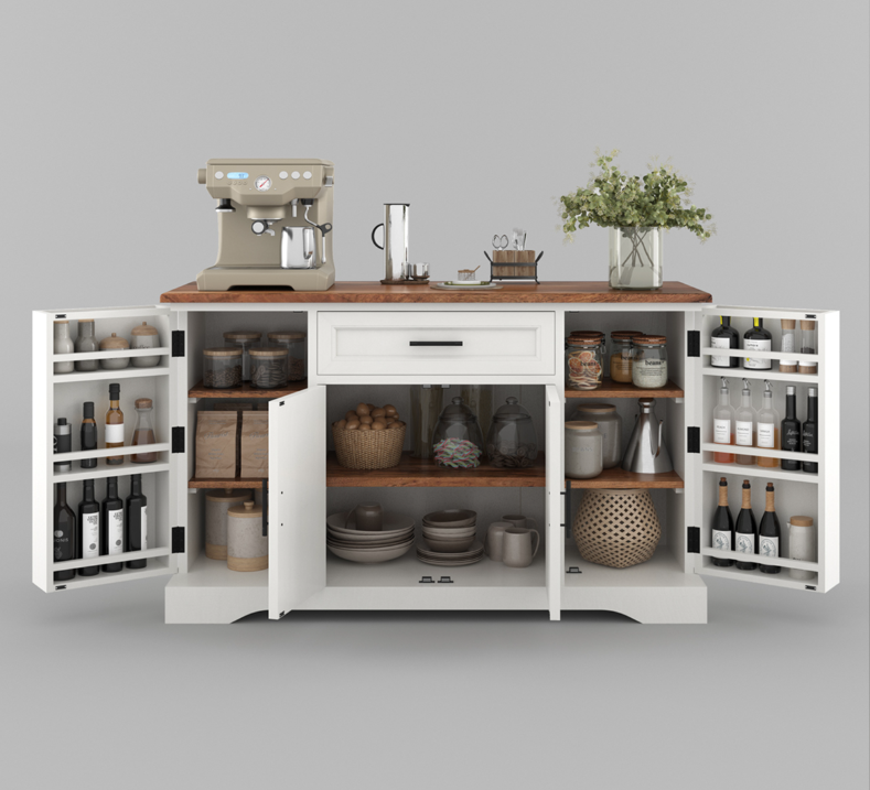 Kitchener Two Tone White Kitchen Buffet Island Cabinet