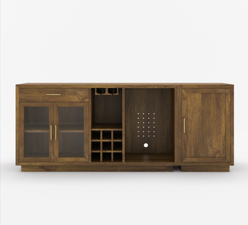 Sarnia Solid Wood Buffet Cabinet with Mini Fridge Space