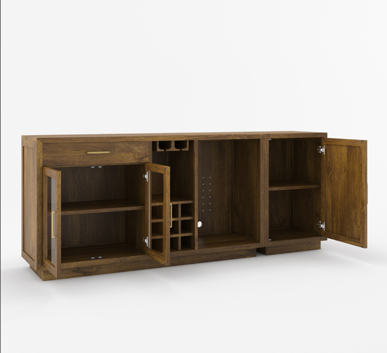 Sarnia Solid Wood Buffet Cabinet with Mini Fridge Space