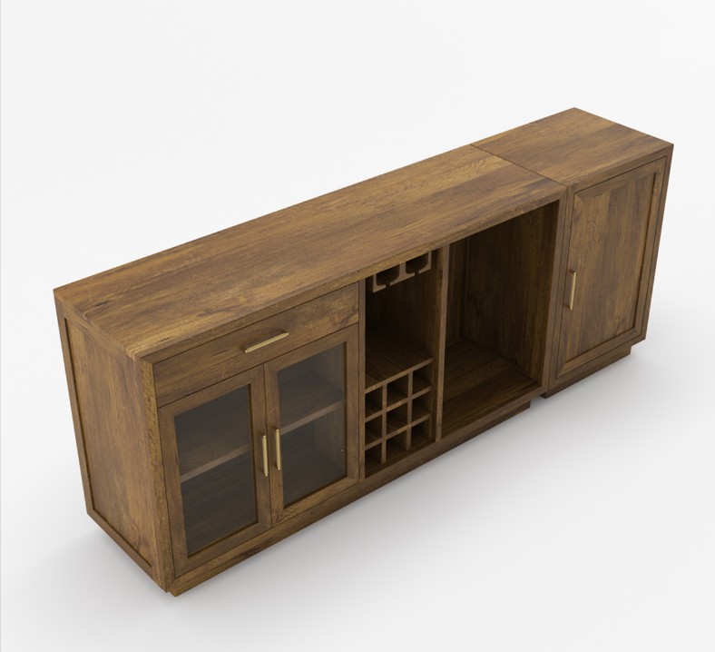 Sarnia Solid Wood Buffet Cabinet with Mini Fridge Space