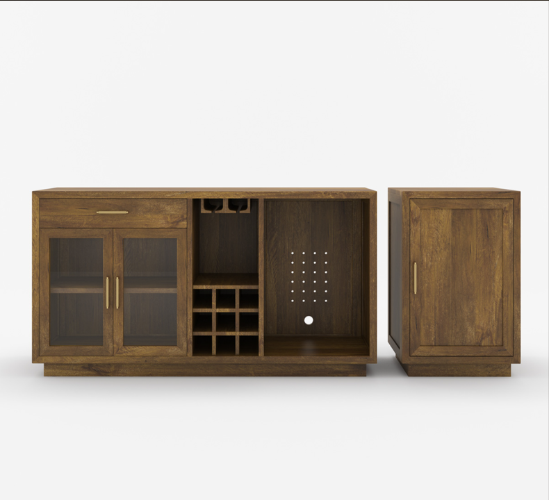 Sarnia Solid Wood Buffet Cabinet with Mini Fridge Space