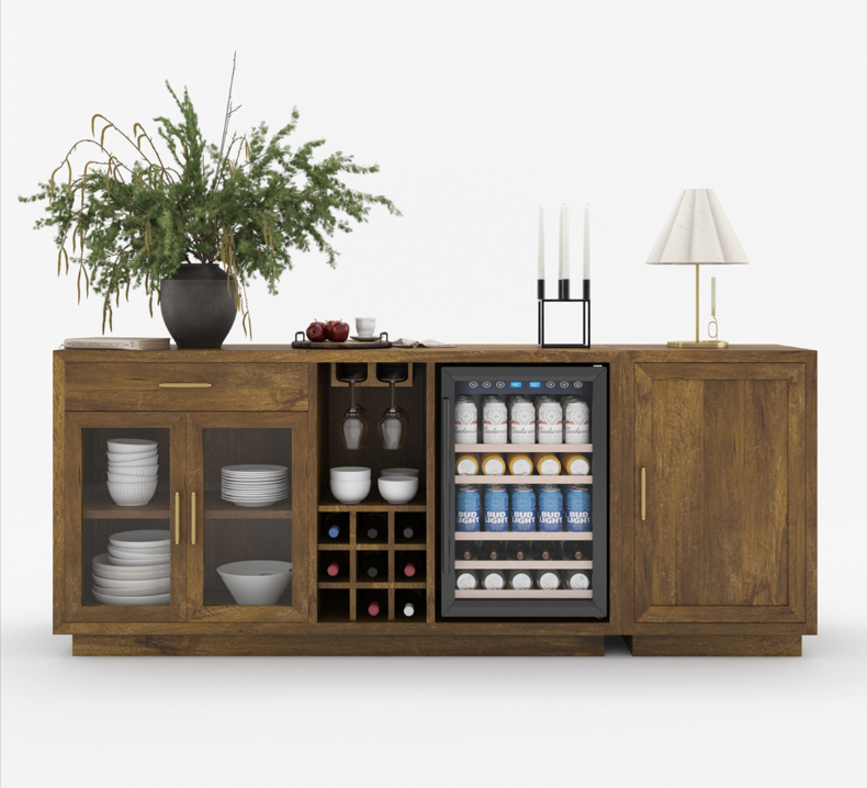 Sarnia Solid Wood Buffet Cabinet with Mini Fridge Space