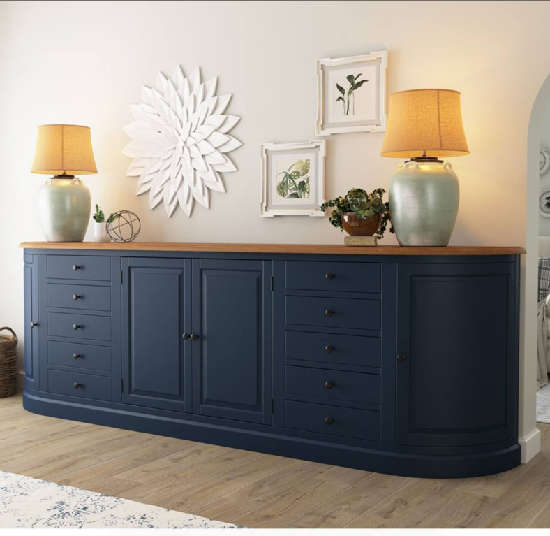 Peshtigo Two Tone Solid Wood 10 Drawer Extra Long Sideboard