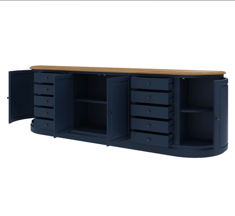 Peshtigo Two Tone Solid Wood 10 Drawer Extra Long Sideboard