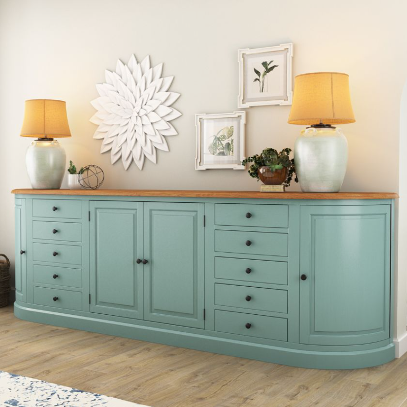 Peshtigo Two Tone Solid Wood 10 Drawer Extra Long Sideboard