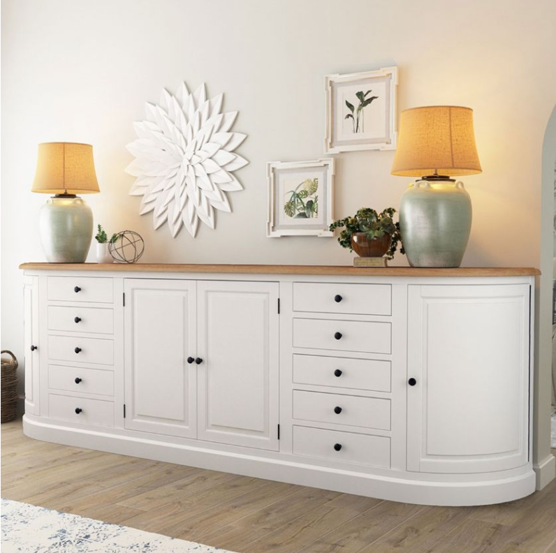 Peshtigo Two Tone Solid Wood 10 Drawer Extra Long Sideboard
