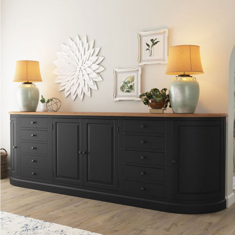 Peshtigo Two Tone Solid Wood 10 Drawer Extra Long Sideboard