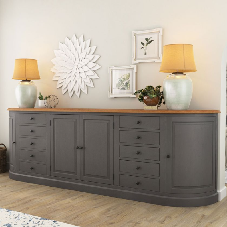 Peshtigo Two Tone Solid Wood 10 Drawer Extra Long Sideboard