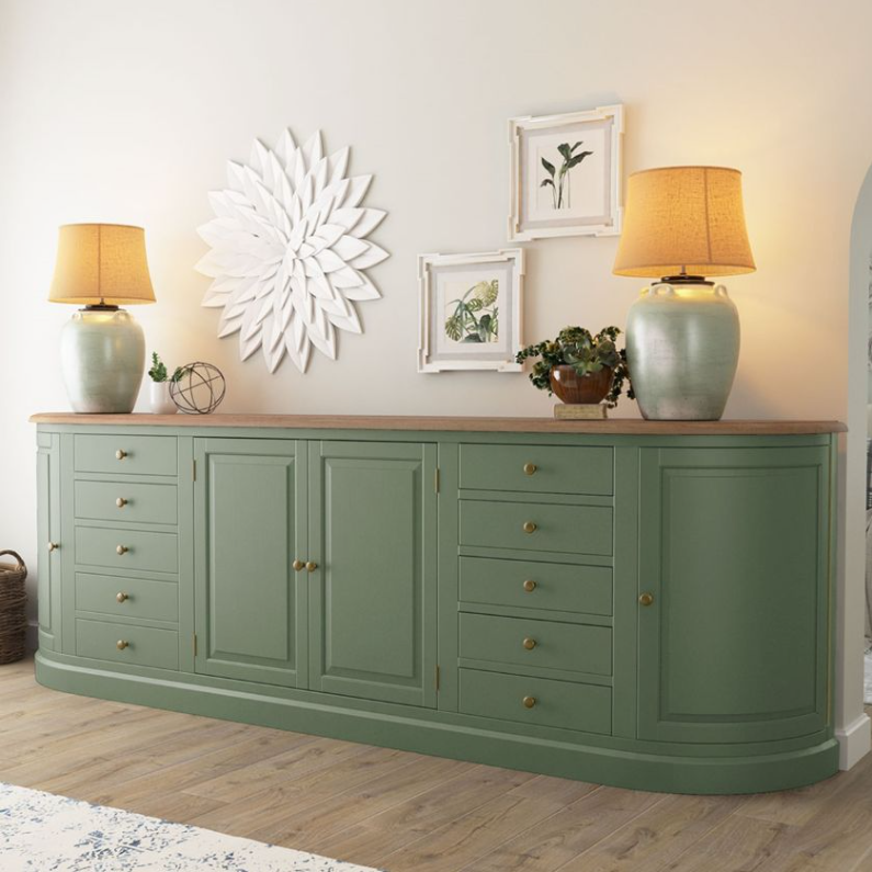 Peshtigo Two Tone Solid Wood 10 Drawer Extra Long Sideboard