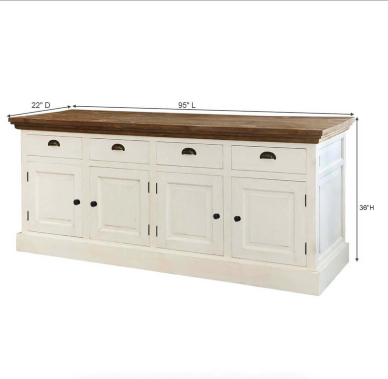 Georgia Two Tone Teak and Solid Wood Extra Long Sideboard