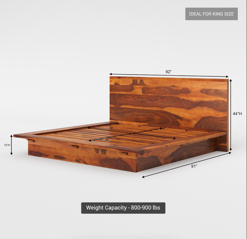 Delaware Solid Wood Platform  Alaskan King Bed