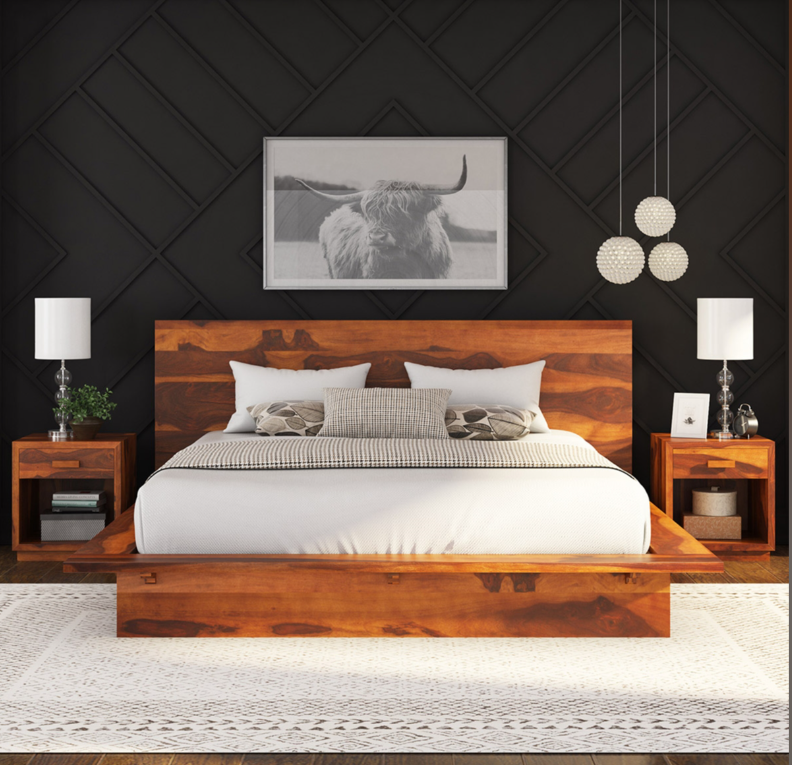 Delaware Solid Wood Platform  Alaskan King Bed