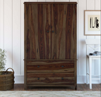 Bozeman Rustic Solid Wood Wardrobe Large Armoire With Drawers