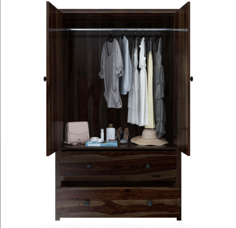 Bozeman Rustic Solid Wood Wardrobe Large Armoire With Drawers