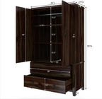 Bozeman Rustic Solid Wood Wardrobe Large Armoire With Drawers