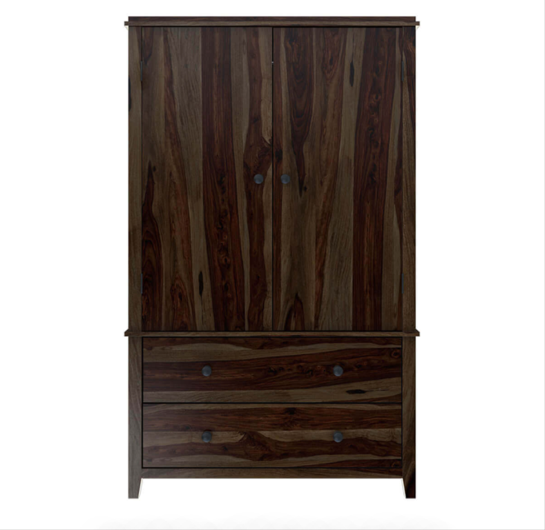 Bozeman Rustic Solid Wood Wardrobe Large Armoire With Drawers