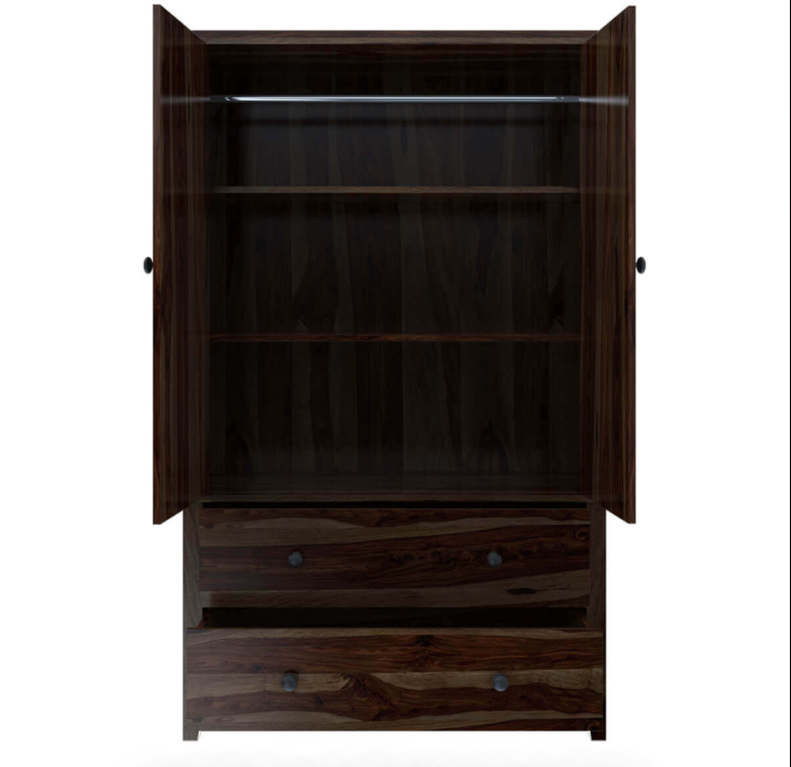 Bozeman Rustic Solid Wood Wardrobe Large Armoire With Drawers