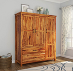 Sheffield Farmhouse Solid Wood Large Bedroom Wardrobe Armoire With Drawer