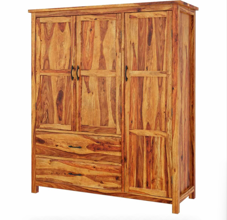 Sheffield Farmhouse Solid Wood Large Bedroom Wardrobe Armoire With Drawer