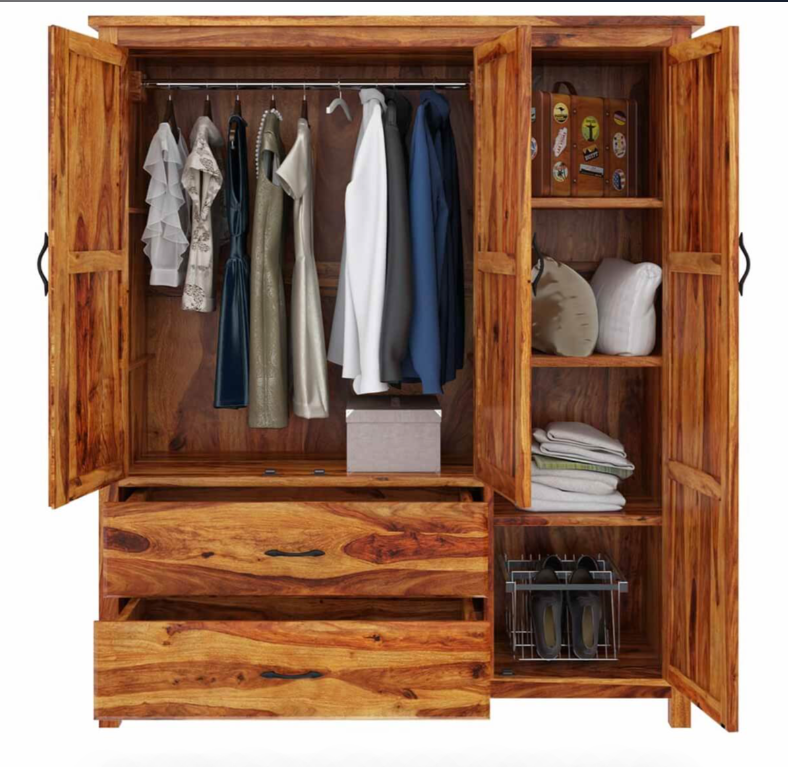 Sheffield Farmhouse Solid Wood Large Bedroom Wardrobe Armoire With Drawer