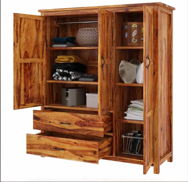 Sheffield Farmhouse Solid Wood Large Bedroom Wardrobe Armoire With Drawer