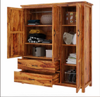 Sheffield Farmhouse Solid Wood Large Bedroom Wardrobe Armoire With Drawer