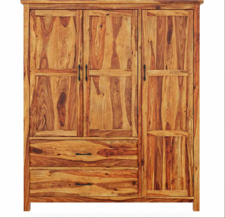 Sheffield Farmhouse Solid Wood Large Bedroom Wardrobe Armoire With Drawer