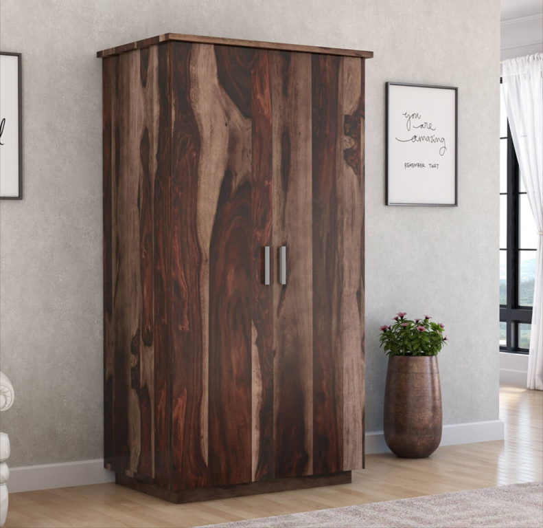 Hampshire Rustic Solid Wood Wardrobe Armoire With Drawers And Shelves