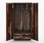 Hampshire Rustic Solid Wood Wardrobe Armoire With Drawers And Shelves