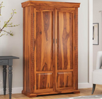 Empire Bedroom Transitional Solid Wood Large Armoire Wardrobe With Shelves
