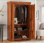 Empire Bedroom Transitional Solid Wood Large Armoire Wardrobe With Shelves
