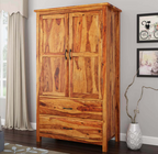 Healdsburg Farmhouse Solid Wood Large Wardrobe Armoire With Drawers