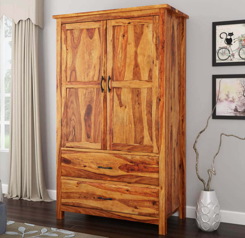 Healdsburg Farmhouse Solid Wood Large Wardrobe Armoire With Drawers