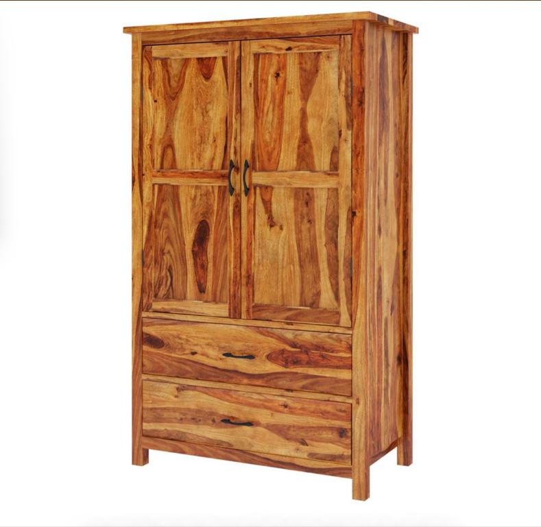 Healdsburg Farmhouse Solid Wood Large Wardrobe Armoire With Drawers