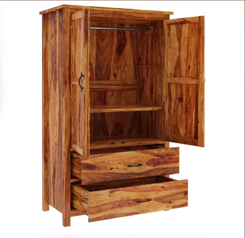 Healdsburg Farmhouse Solid Wood Large Wardrobe Armoire With Drawers