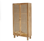 Porirua Solid Wood 4 Tier Armoire with Rattan Doors