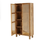 Porirua Solid Wood 4 Tier Armoire with Rattan Doors