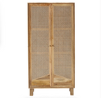 Porirua Solid Wood 4 Tier Armoire with Rattan Doors