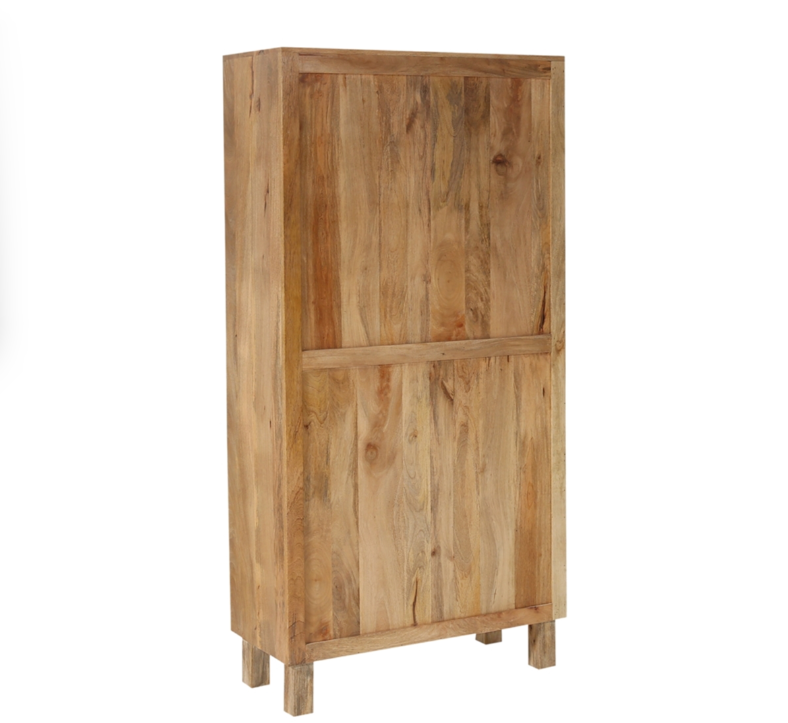 Porirua Solid Wood 4 Tier Armoire with Rattan Doors