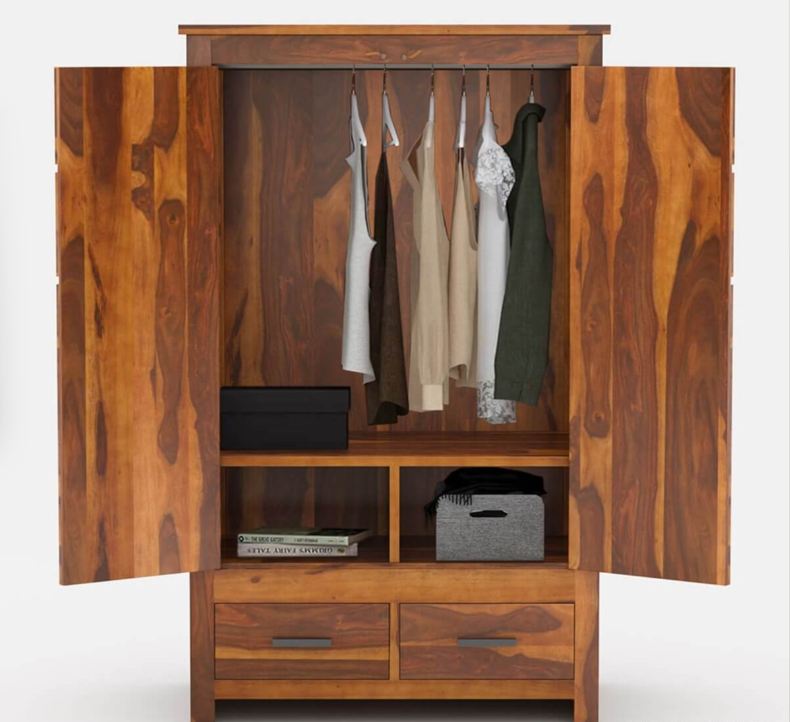 Santa Barbara Solid Wood Large Bedroom Armoire Wardrobe With Drawers