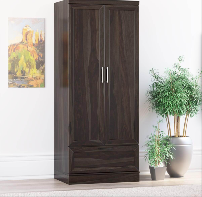 Jerold Solid Wood Tall Wardrobe Armoire with Storage