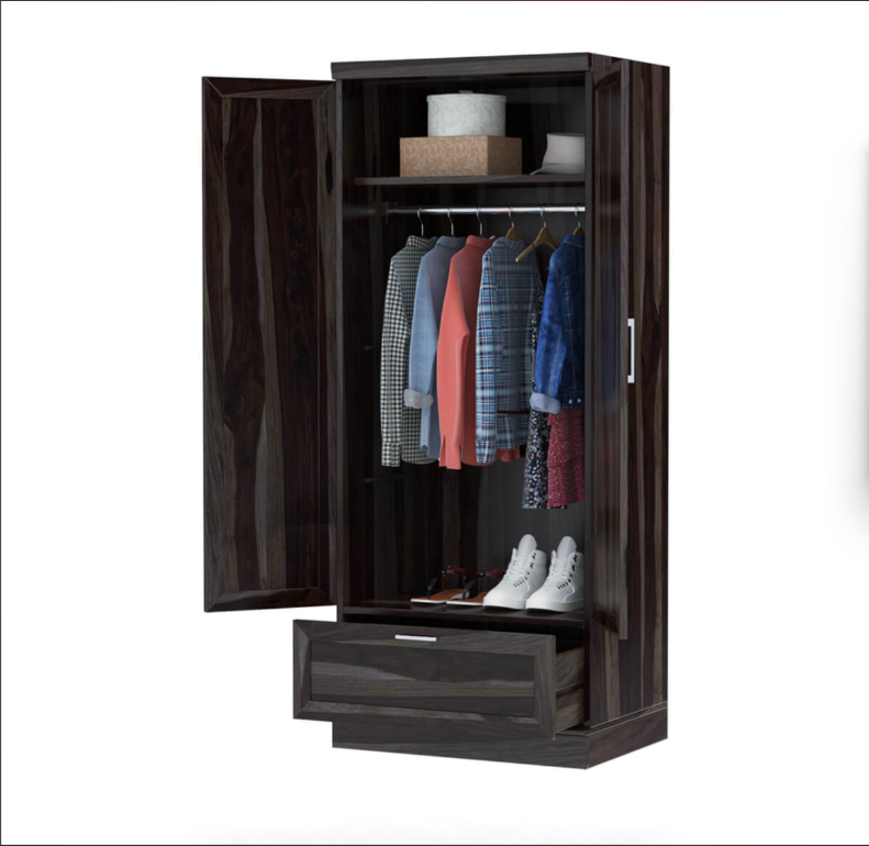 Jerold Solid Wood Tall Wardrobe Armoire with Storage