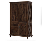 Antwerp Farmhouse Rustic Solid Wood Large Clothing Armoire Wardrobe